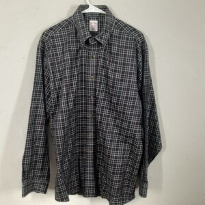Brooks Brothers Mens L Blue Plaid Check Long Sleeve Button Up Shirt Non Iron